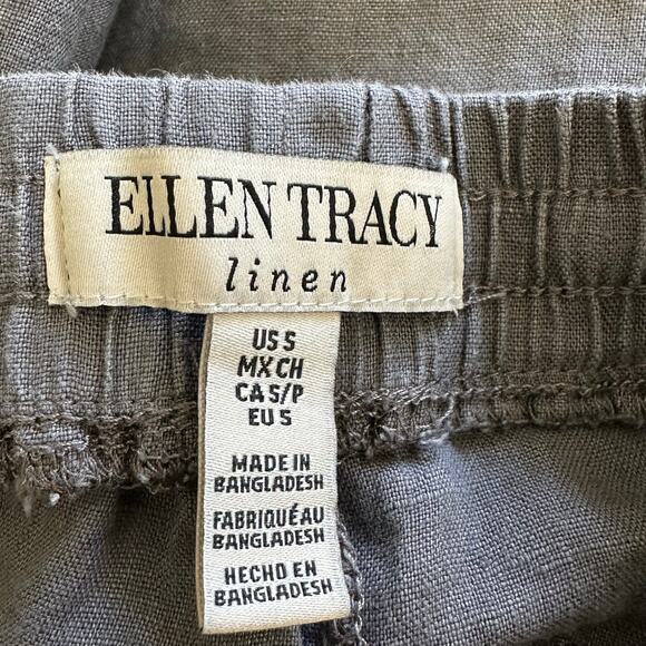 Ellen Tracy Women’s Gray Drawstring Elastic Waistband Linen Pants Size S/P - Picture 4 of 6